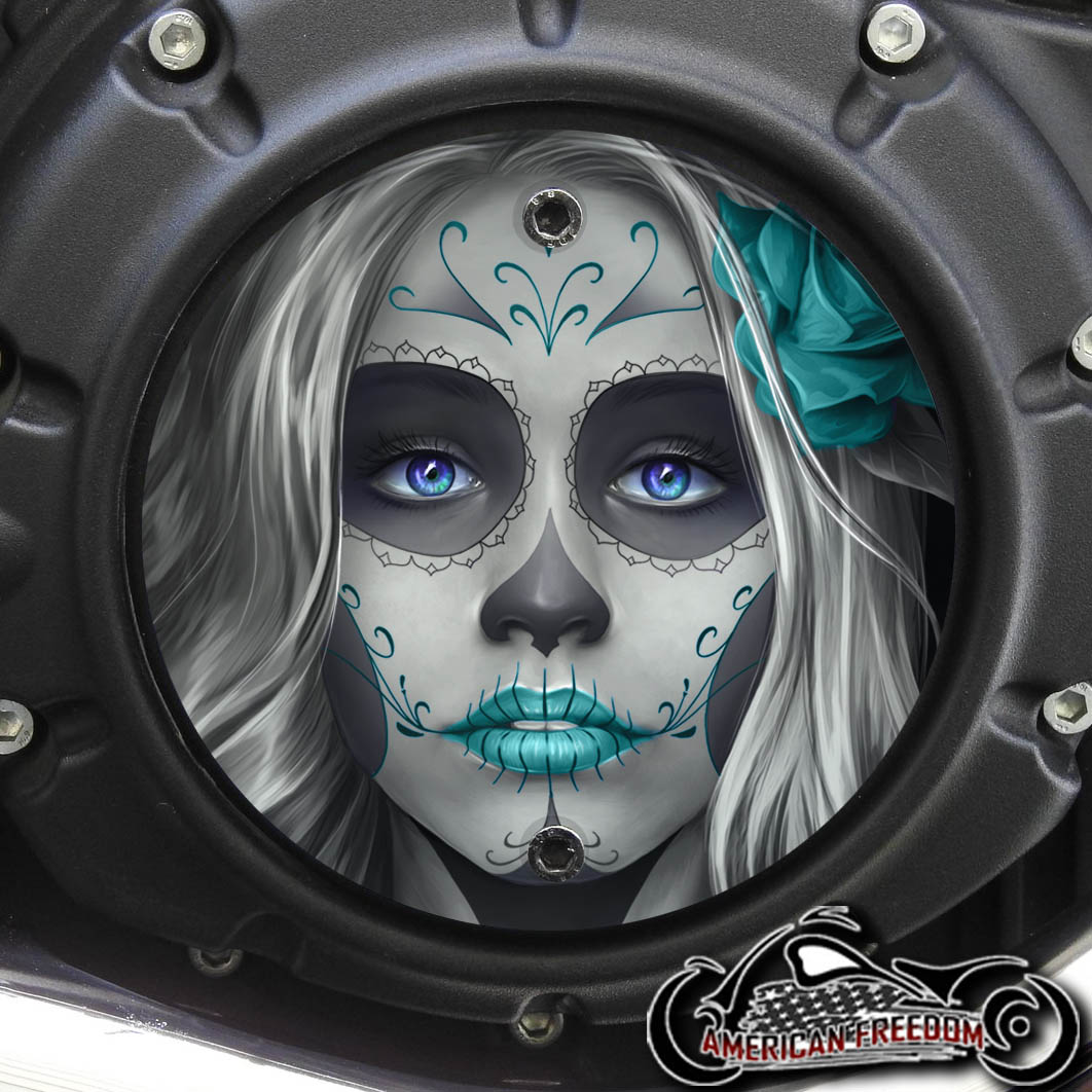 Indian Scout Derby Cover - Sugar Skull Teal